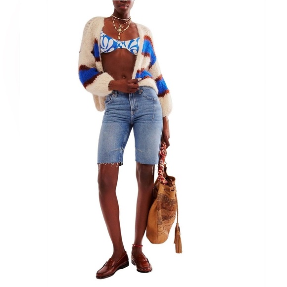 *NWT* Free People We The Free Ghost Town Long Shorts, Size 24, Denim Jeans - Picture 2 of 12